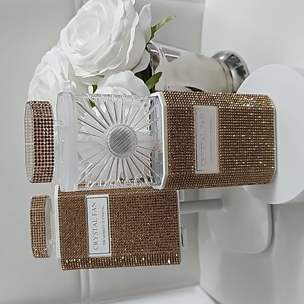 Bling Fan - Handheld Rhinestone fan comes with Usb charger.